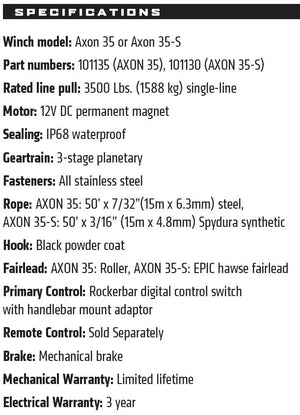 Warn Axon 35-S Powersport Winch - Image 3