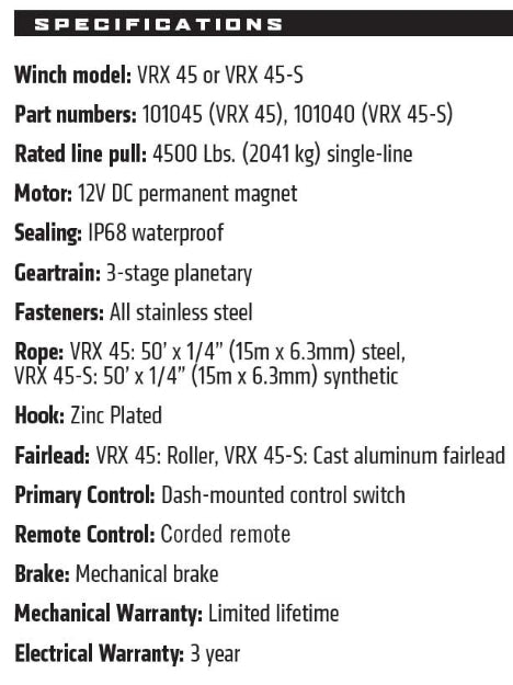 Warn VRX 4500 with Synthetic Rope
