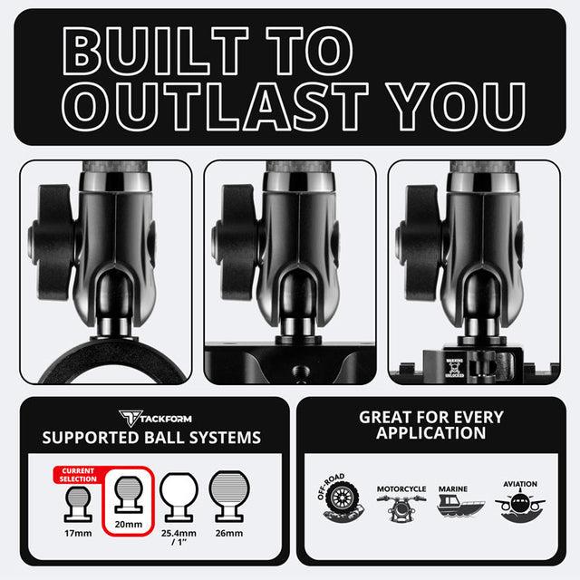 AR20-3FAM | DURALOCK™ 20 SERIES | CARBON FIBER ARM | DUAL 20MM ANTI-THEFT SOCKETS