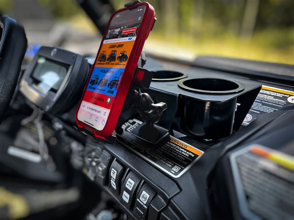 TF140902 Can Am Commander Phone Dash Mount with Integrated Cup Holde