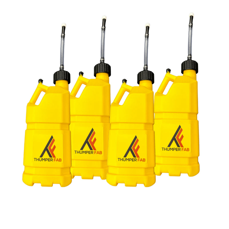 Thumper Fab 5 Gallon Utility Jug with Filler Hose (Yellow) - 4 Pack
